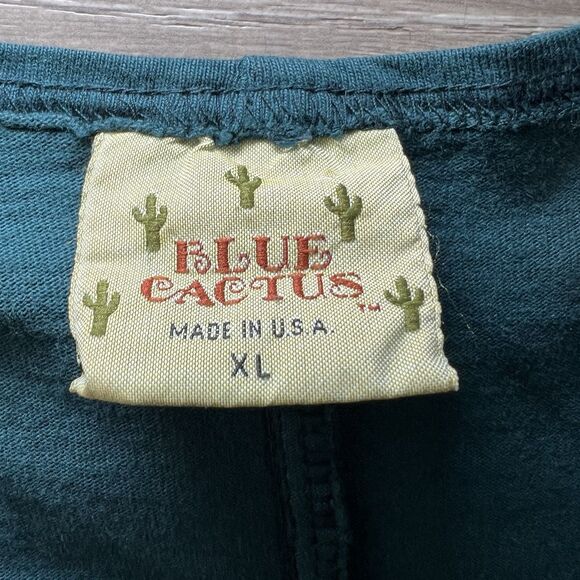 Vintage Blue Cactus Tank Top Maxi Dress Womens Size XL Blue Tribal Native USA - Picture 5 of 10